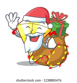 Santa with gift kite with on clouds shape character