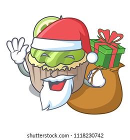 Santa with gift lemon cupcake mascot cartoon
