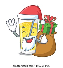 Santa with gift lemonade mascot cartoon style