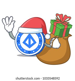 Santa with gift loopring coin mascot cartoon