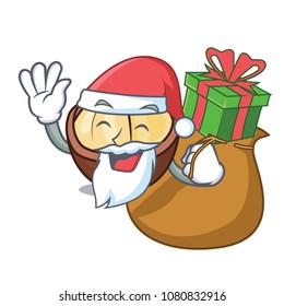 Santa with gift macadamia mascot cartoon style