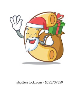 Santa with gift macaroni mascot cartoon style