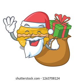 Santa with gift macarons banana in shape a cartoon