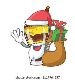 Santa with gift mangonada fruit mascot cartoon