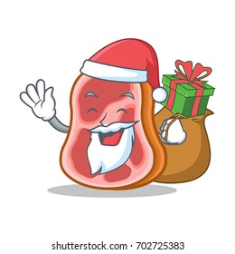 Santa with gift meat character cartoon food