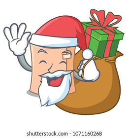 Santa with gift medical gauze mascot cartoon vector illustration