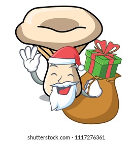Santa with gift milk mushroom mascot cartoon