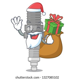 Santa with gift miniature spark plug in cartoon shape
