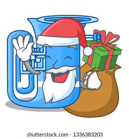 Santa with gift miniature tuba in the shape cartoon