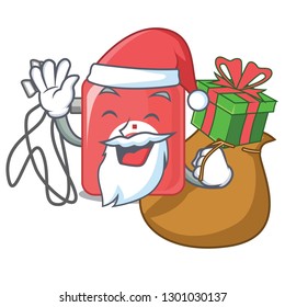 Santa with gift mp3 player isolated on with mascot