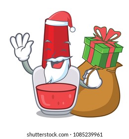 Santa with gift nail polish mascot cartoon