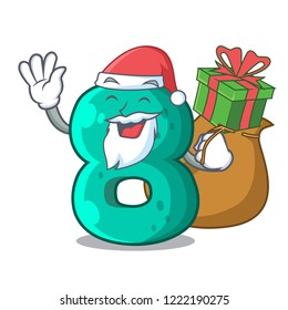Santa with gift number eight volume logo the mascot