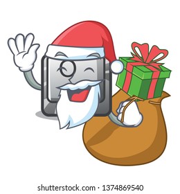 Santa with gift O button installed on mascot computer