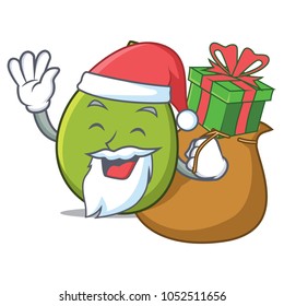 Santa with gift olive mascot cartoon style