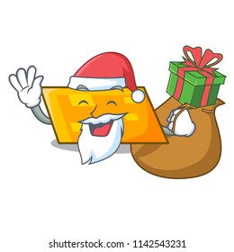 Santa with gift parallelogram mascot cartoon style