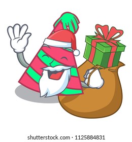 Santa with gift party hat mascot cartoon