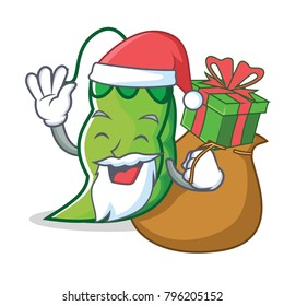 Santa with gift peas mascot cartoon style