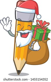 Santa with gift pencil in the a character shape