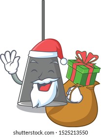 Santa with gift pendant lamp above mascot wood table