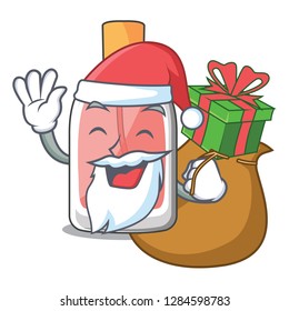 Santa with gift perfume bottle isolated in the mascot