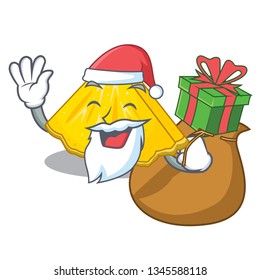 Santa with gift pineapple slices on a cartoon plate