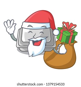 Santa with gift plastic box in the character closet
