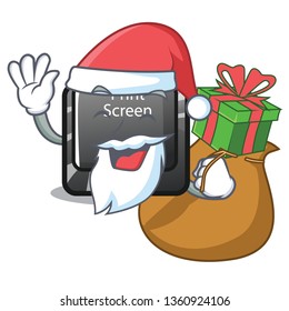 Santa with gift print screen button on cartoon keyboard