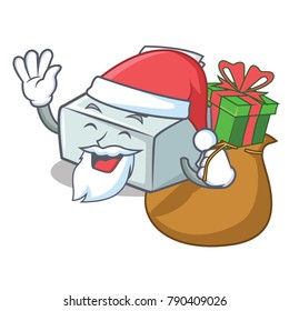 Santa with gift printer mascot cartoon style