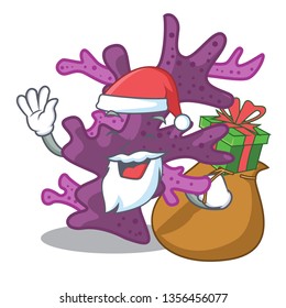 Santa with gift purple coral reef the shape mascot