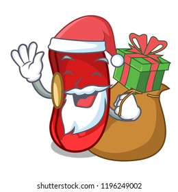 Santa with gift red beans pile isolated on mascot