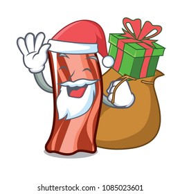 Santa with gift ribs mascot cartoon style