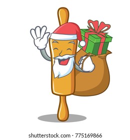 Santa with gift rolling pin character cartoon