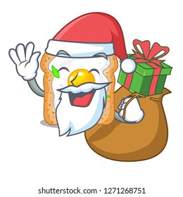 Santa with gift sandwich with egg isolated in mascot
