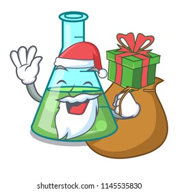 Santa with gift science beaker mascot cartoon