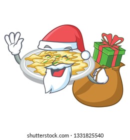 Santa with gift scrambled egg isolated with in cartoon