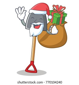 Santa with gift shovel character cartoon style