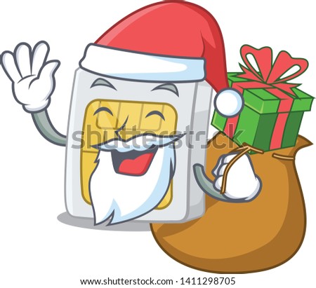 Santa with gift simcard in the a mascot wallet