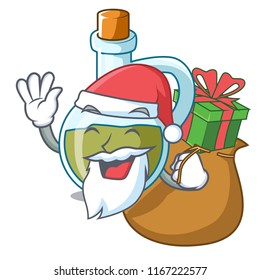Santa with gift small bottle of olive oil mascot