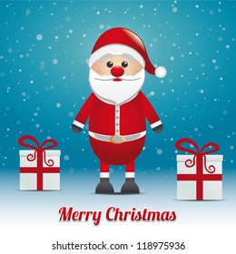 santa gift snowy winter background merry christmas
