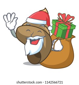 Santa with gift spiral shell mascot cartoon