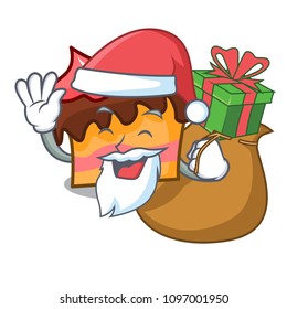 Santa with gift sponge cake mascot cartoon