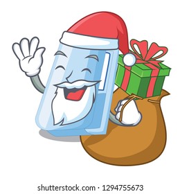 Santa with gift stapler in a the cartoon wallet