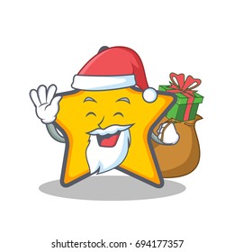 Santa with gift star character cartoon style