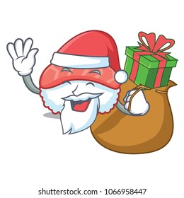 Santa with gift sushi salmon mascot cartoon