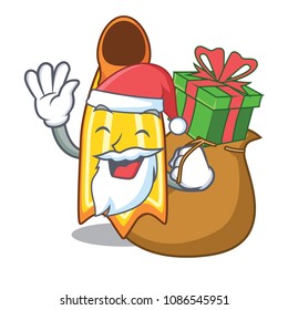 Santa with gift swim fin mascot cartoon