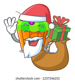 Santa with gift tasty lemon capcake with cartoon funny