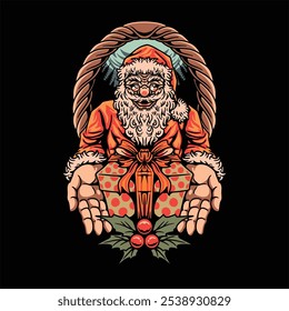 santa gift tattoo vector design