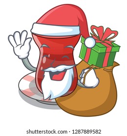 Santa with gift tea turkish on the with mascot