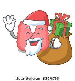 Santa with gift thyroid mascot cartoon style