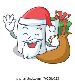 Santa with gift tissue character cartoon style